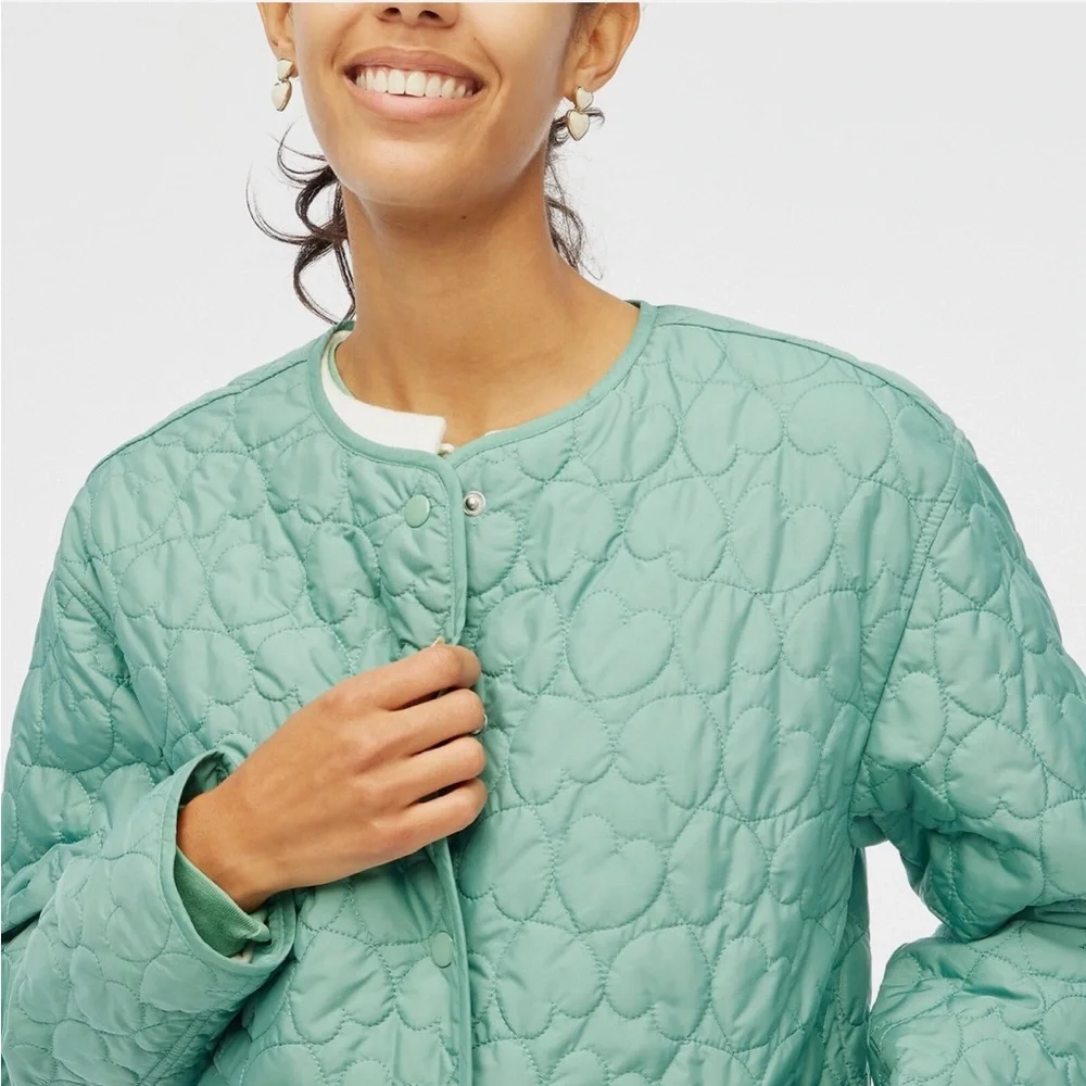 J.Crew Aventurine Lightweight Quilted Heart Puffer Jacket - Picture 3 of 6